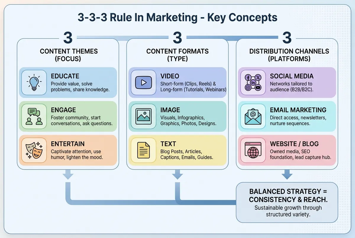 Weekly workflow implementing the 3 3 3 rule in marketing for restaurants