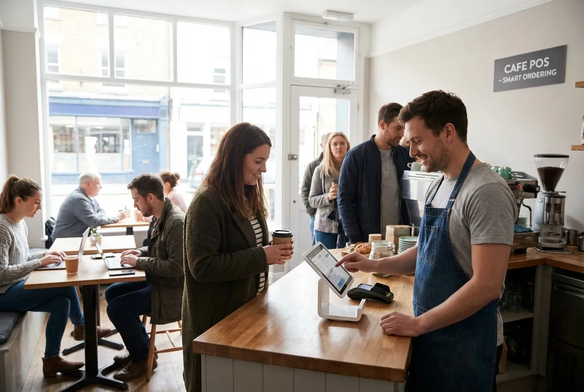 Diagram comparing cafe POS system features and pricing tiers