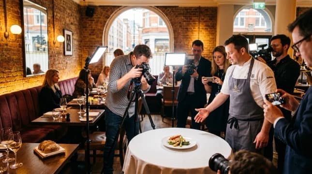 UK hospitality PR strategy session showing media coverage planning for restaurants and hotels