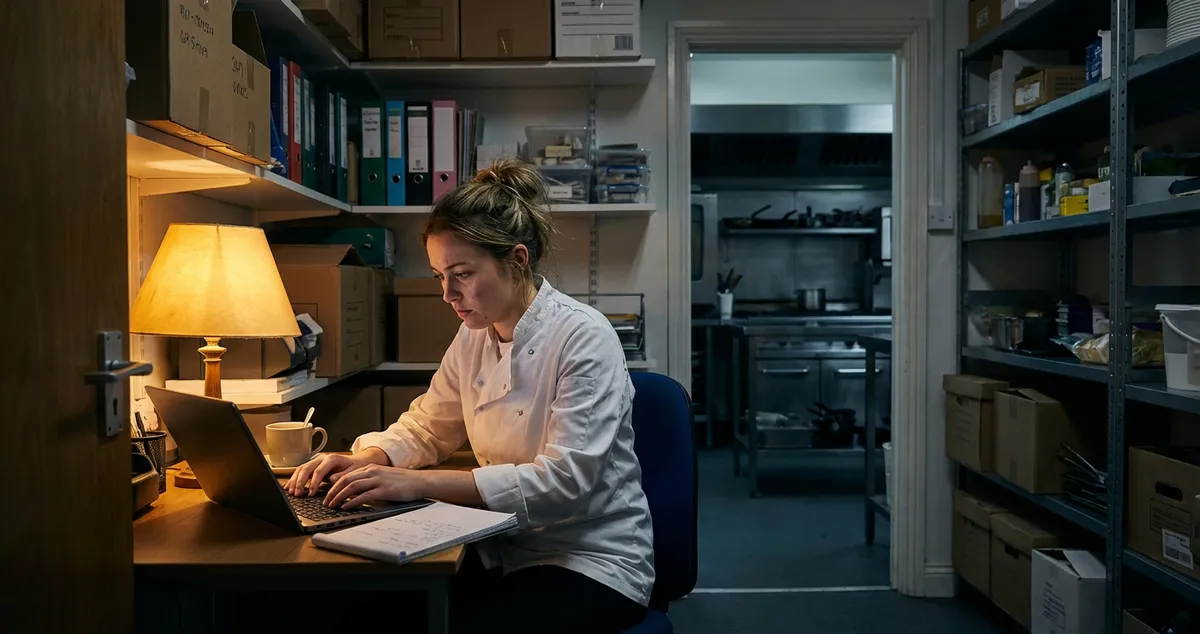 UK business owner reviewing Google Business Profile on laptop to remove Google reviews