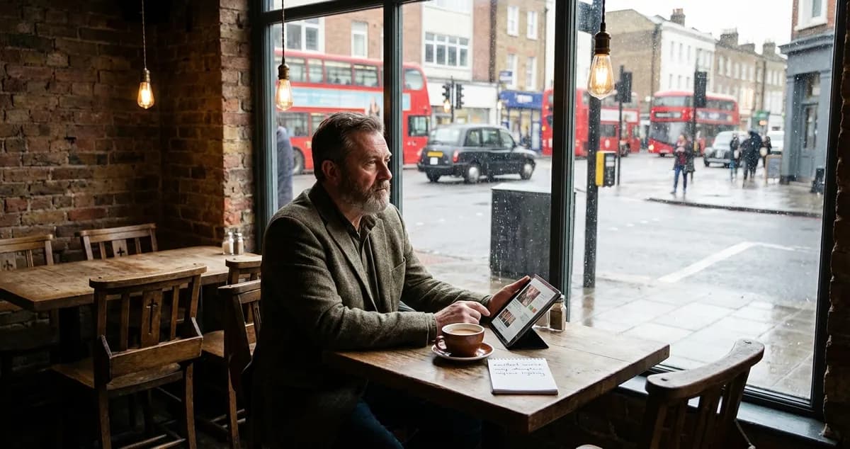 Restaurant owner checking importance of restaurant reviews on tablet during quiet afternoon service