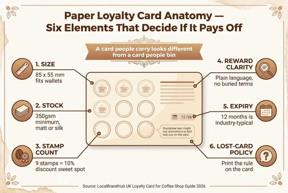 Paper loyalty card design anatomy diagram