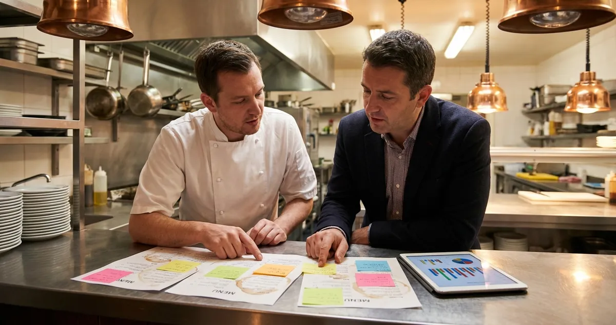 Menu engineering strategies being applied to a UK restaurant menu layout