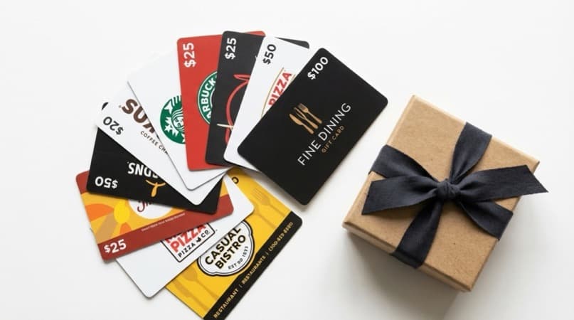 Multi restaurant gift card options spread on a table showing Dining Out, One4all and Restaurant Choice schemes