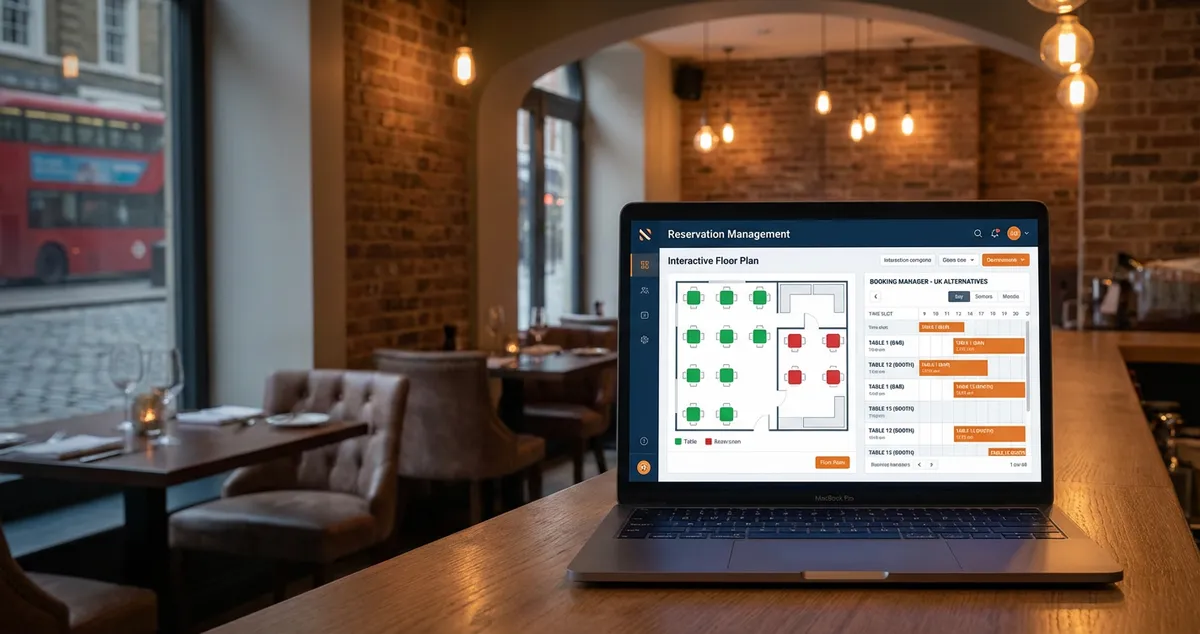 UK restaurant booking system alternatives displayed on tablet showing reservation management