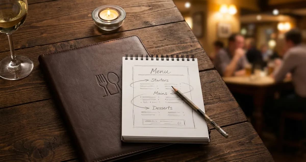 Profitable menu layout showing golden triangle and strategic placement zones for UK restaurants