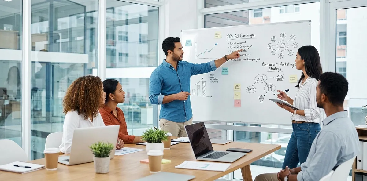 Successful restaurant ad campaign results displayed on marketing dashboard