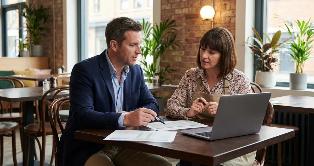 Restaurant consultant reviewing operations with a UK restaurant owner