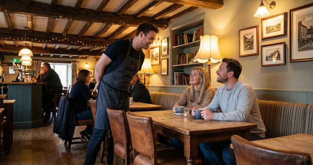 Happy customers returning to their favourite local restaurant in the UK