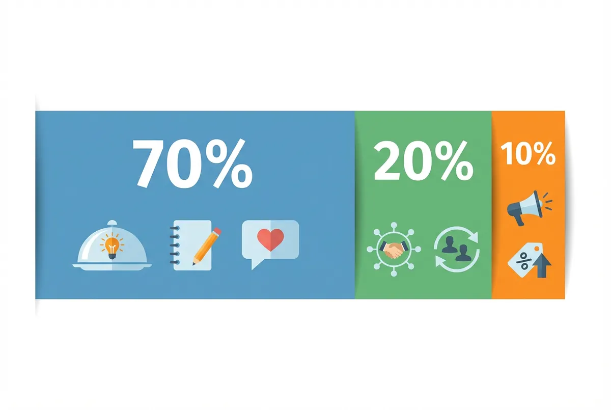 70/20/10 rule diagram for restaurant digital marketing