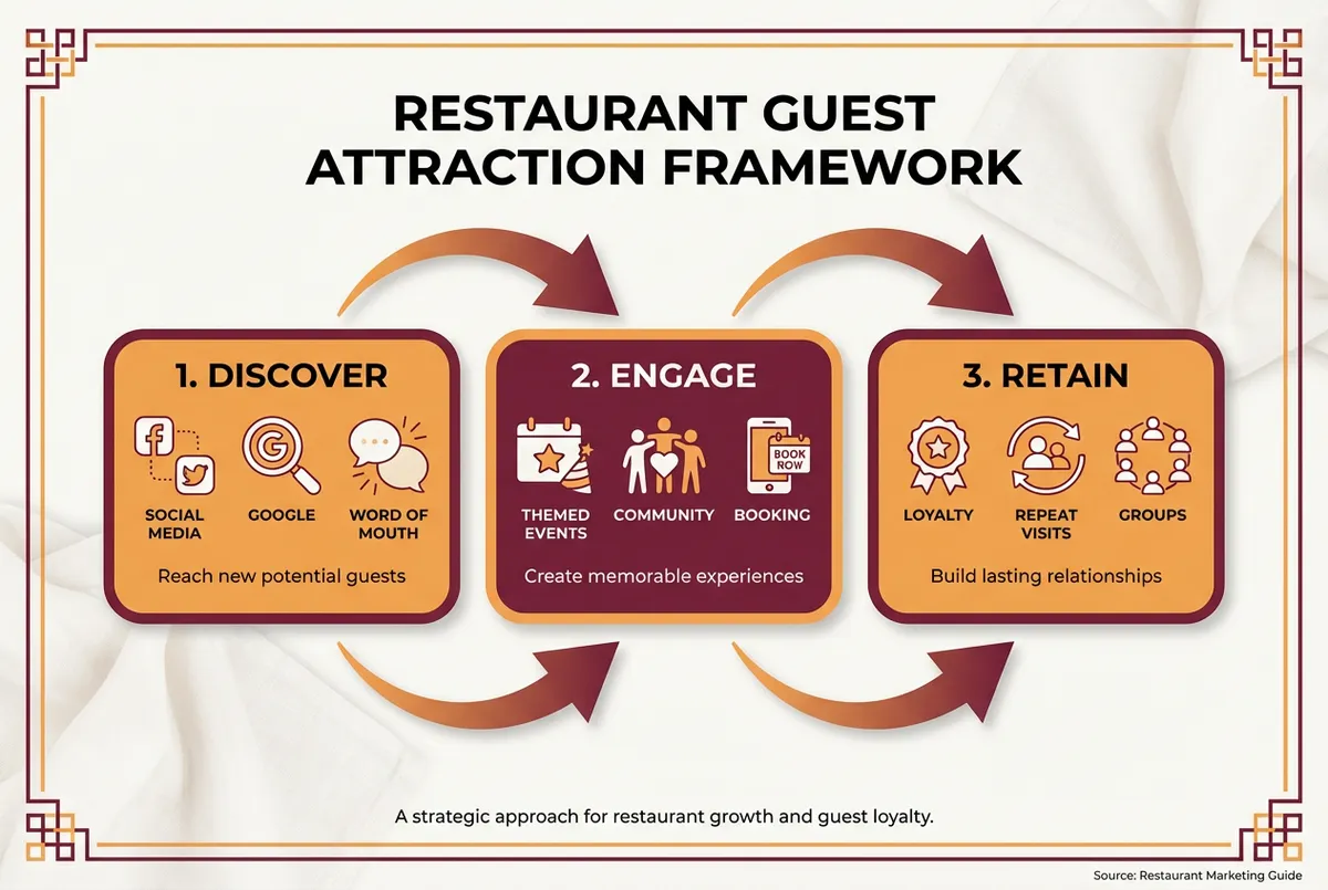 Diagram showing the guest attraction framework for restaurant events