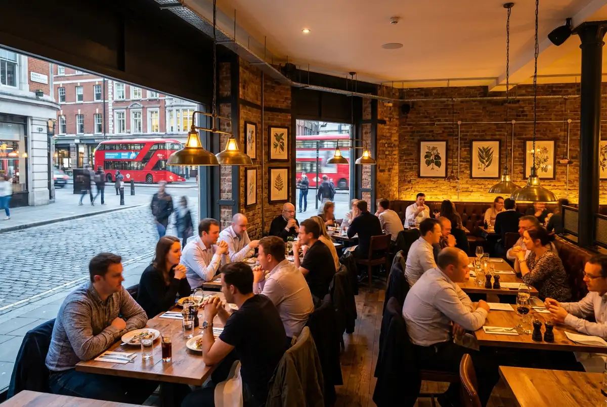 Busy UK restaurant interior showing modern dining experience