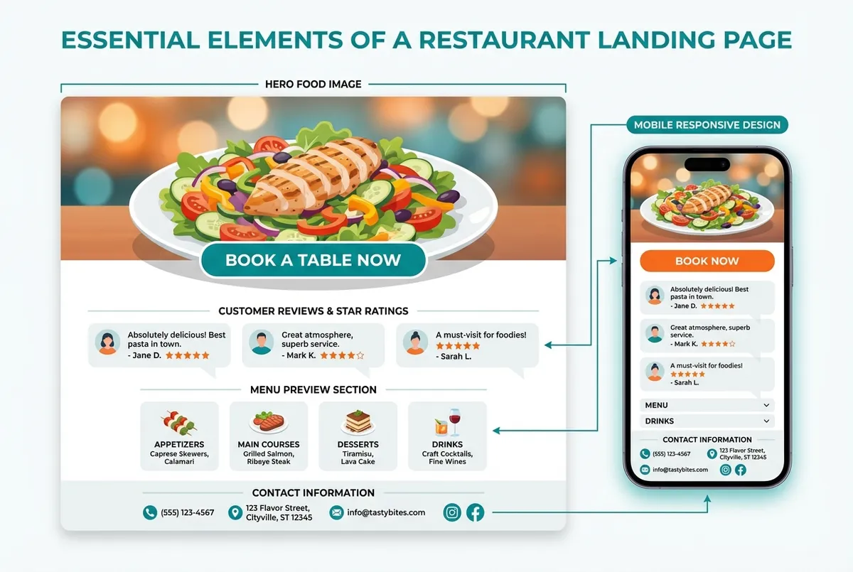 Essential elements of a restaurant landing page that converts