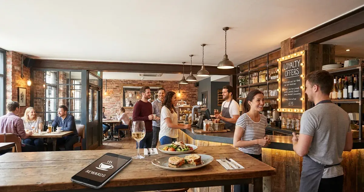 Customer showing restaurant loyalty card at payment point