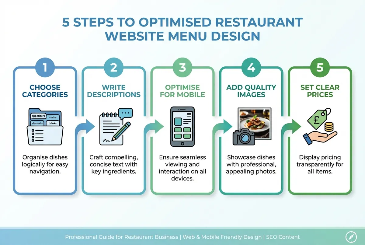 Step-by-step website menu design process for restaurants