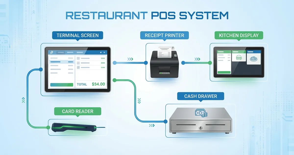 Restaurant POS system components diagram