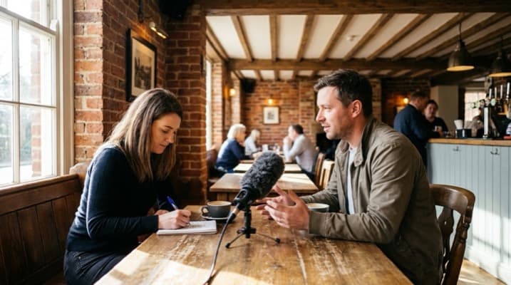 Various restaurant signs on a busy UK high street demonstrating effective signage marketing