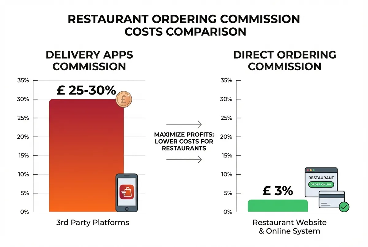 Chart comparing third-party app commissions versus direct ordering costs