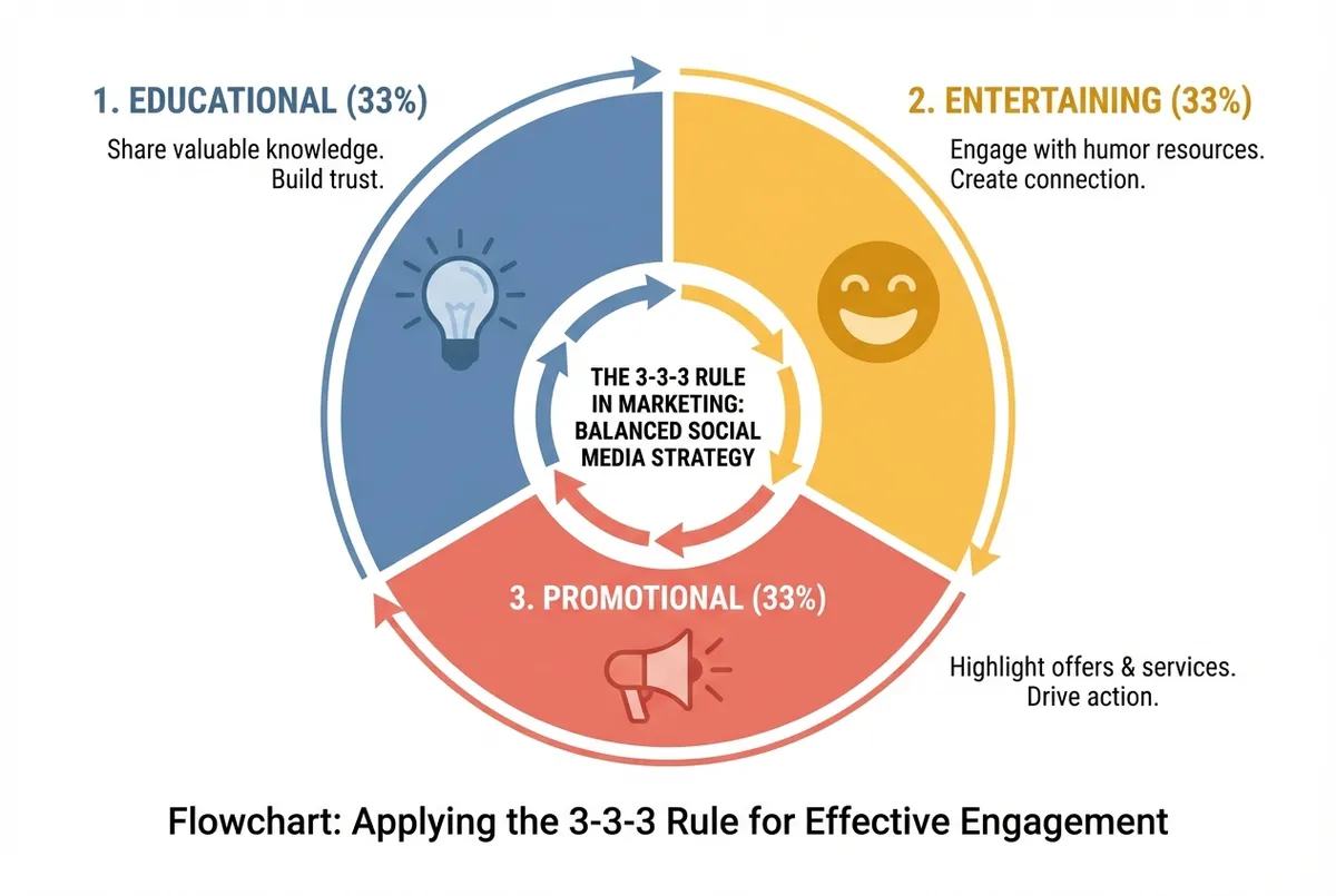 The 3-3-3 takeaway marketing rule: educational, entertaining, and promotional content in equal thirds