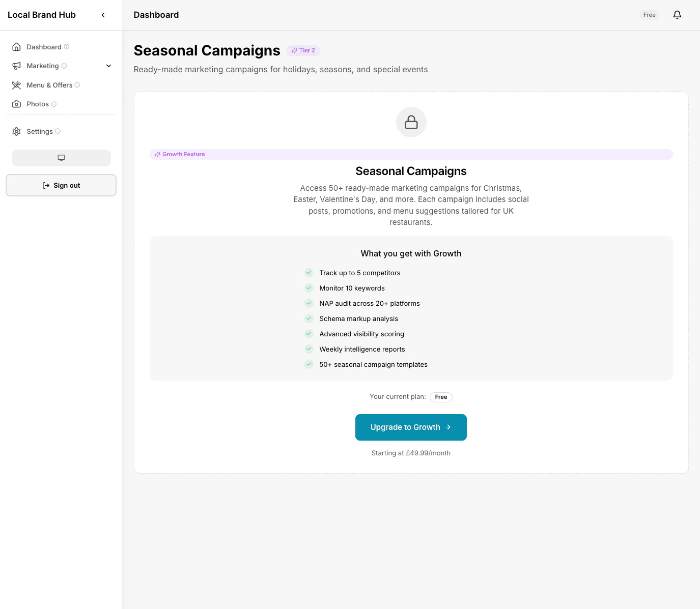 Seasonal campaign library showing Valentine's Day, Easter, and summer campaigns