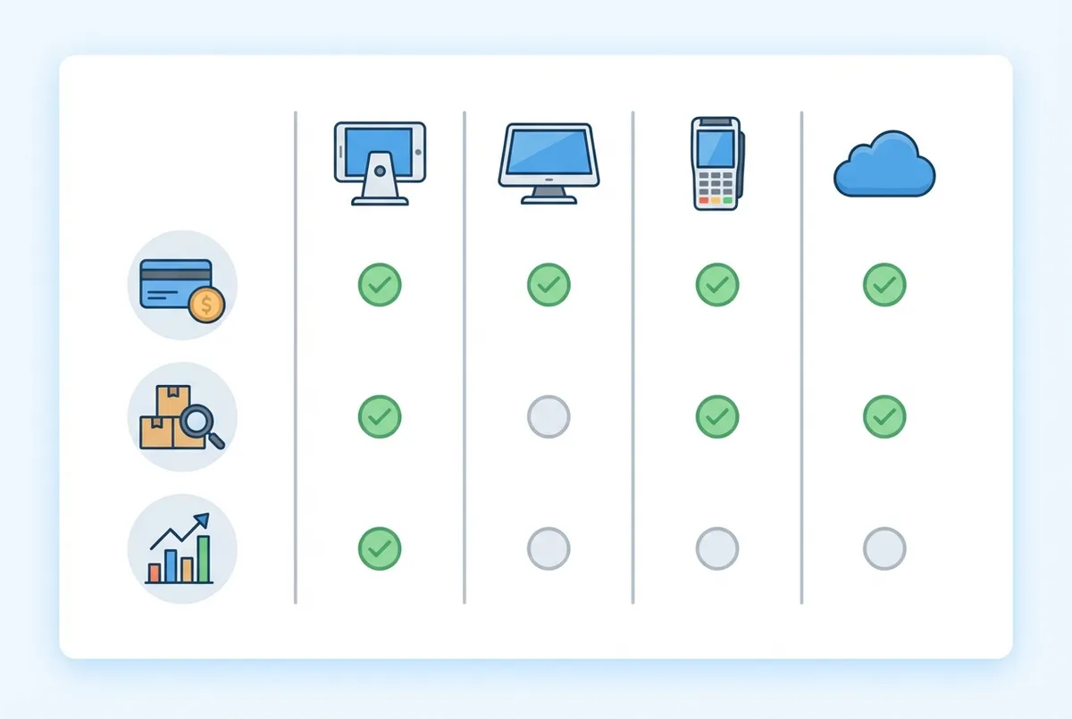 Restaurant POS system feature comparison diagram for UK venues