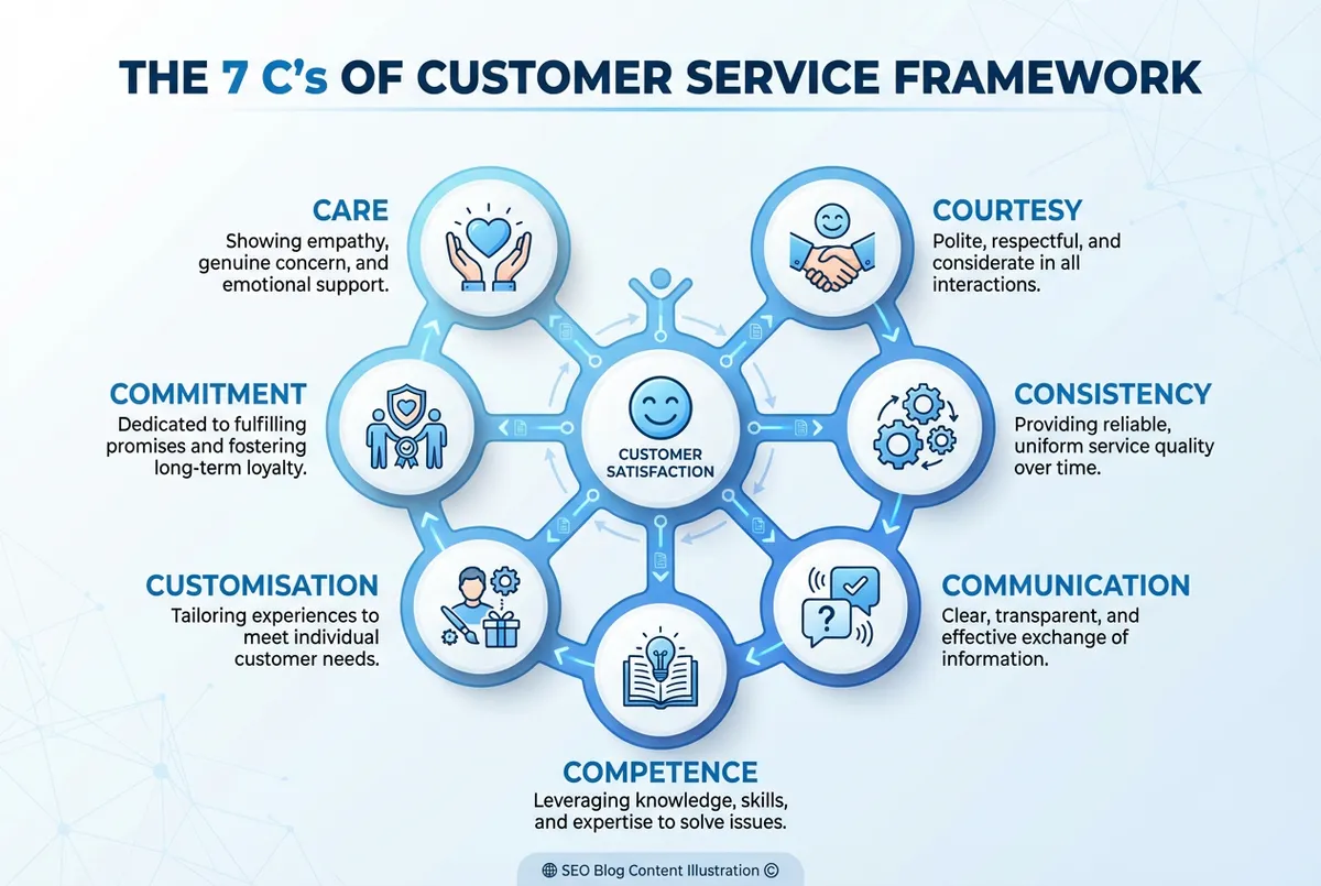 7 C's of customer service framework diagram