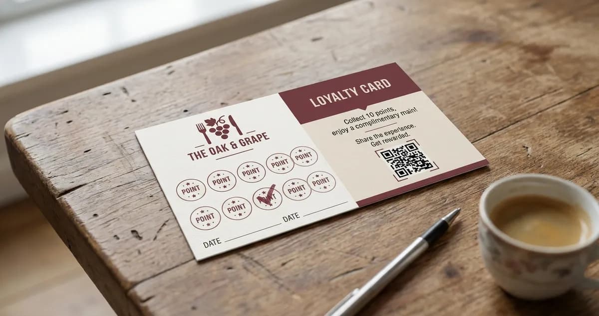 Example loyalty card for restaurant loyalty program with points