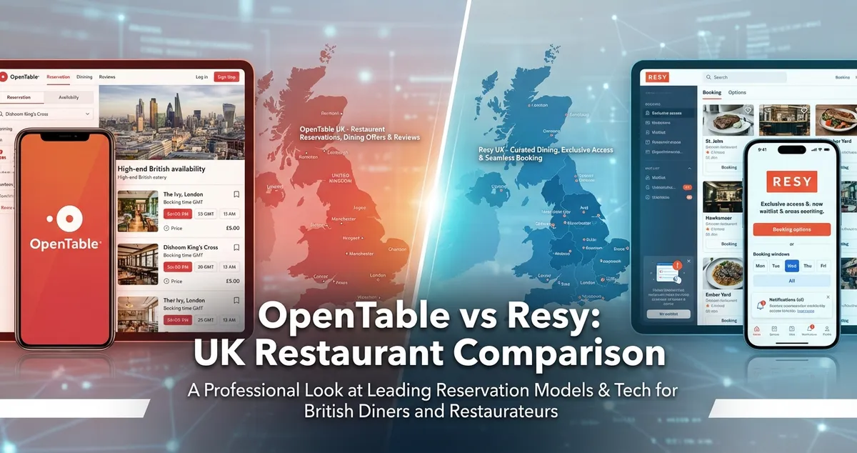 OpenTable vs Resy comparison for UK restaurants showing pricing models and market availability differences
