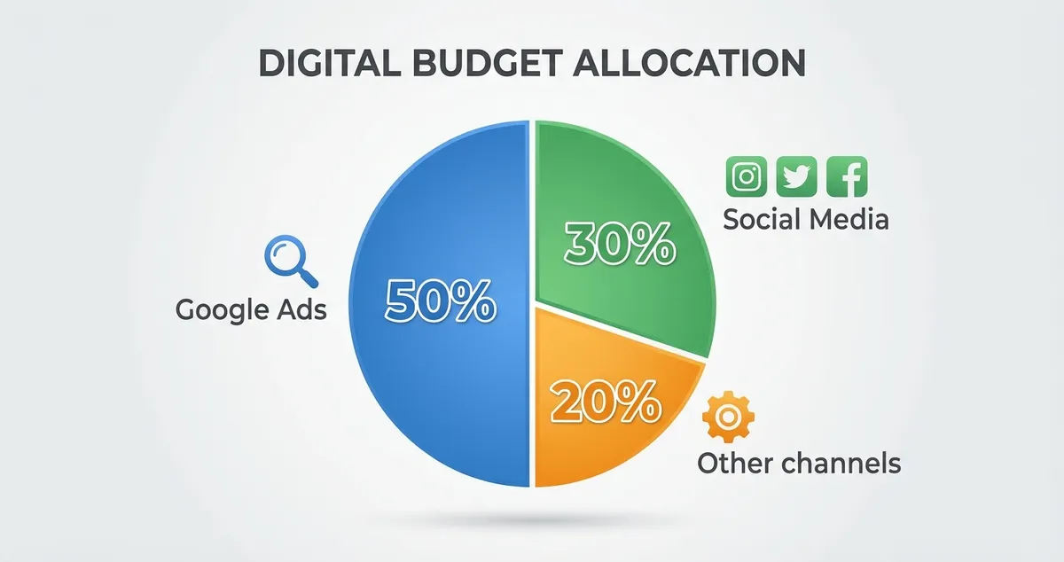 Diagram showing restaurant ad budget allocation across marketing channels